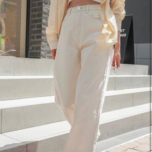 cream straight leg SHEIN jeans